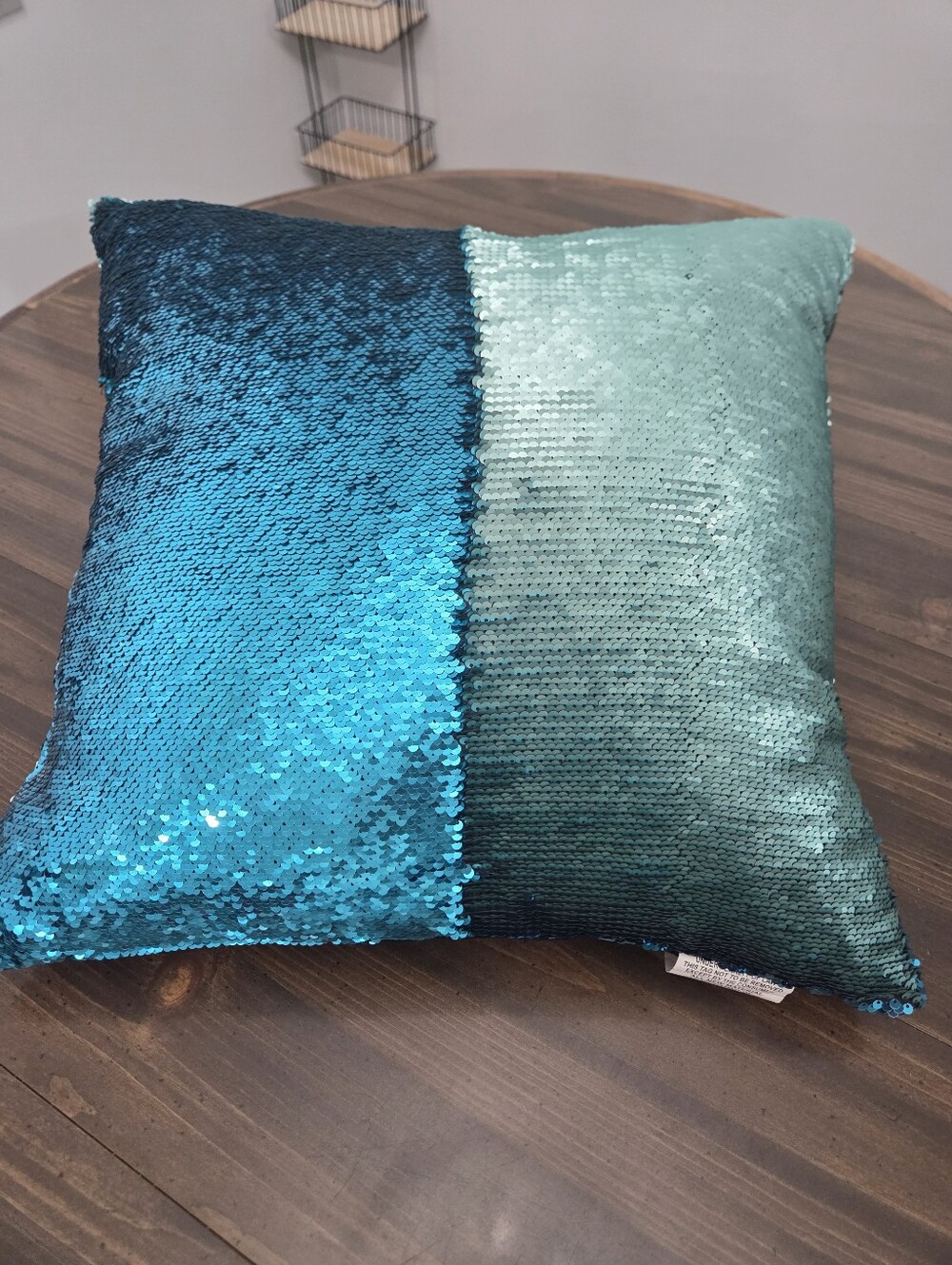 Blue and Teal Reversible Sequin Pillow